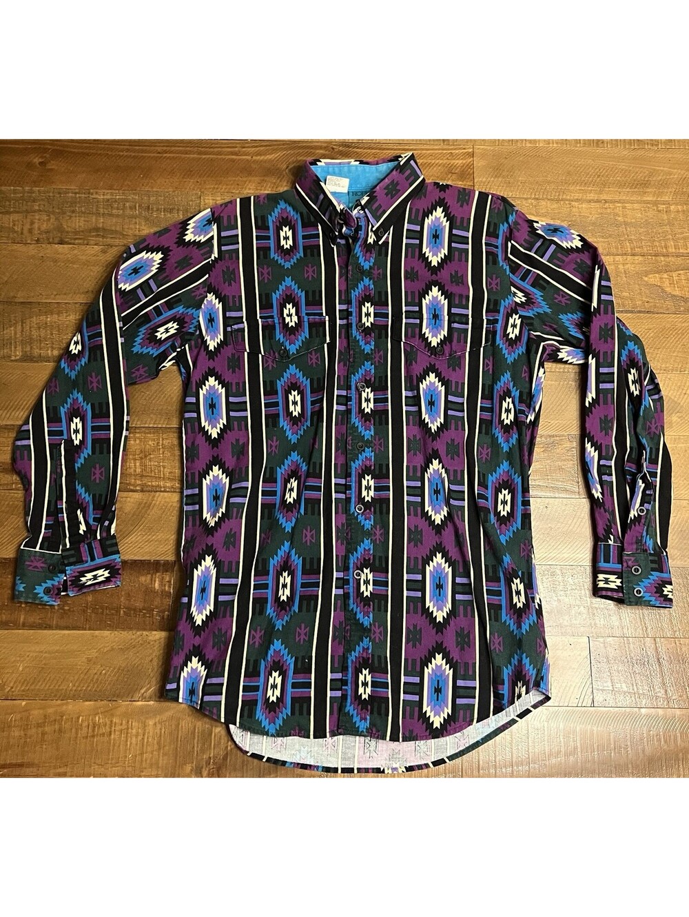 Vintage Roper Brushpopper Aztec Cotton Western Shirt Size M